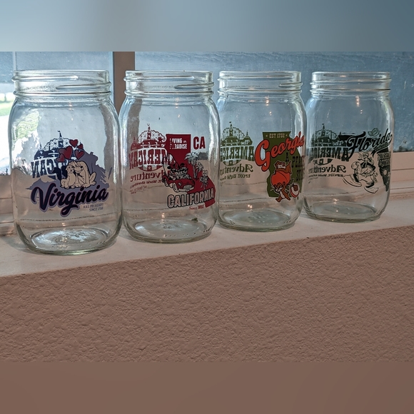 Disney Epcot World Showcase Mason Jars Florida Georgia California Virginia